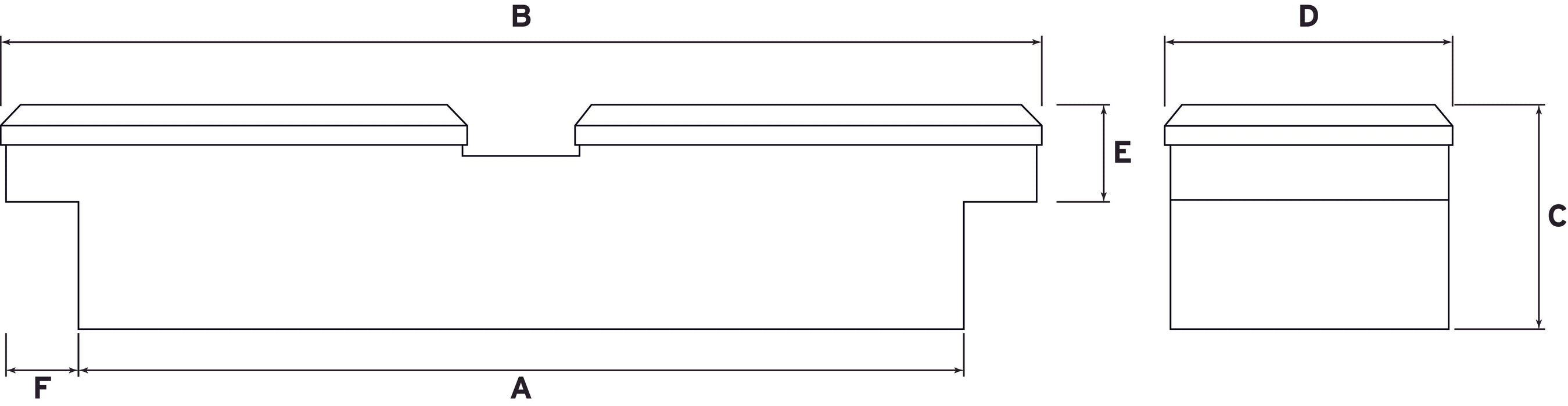 TALG1660BK - 60" ALUM GULLWING CROSSBED BLACK